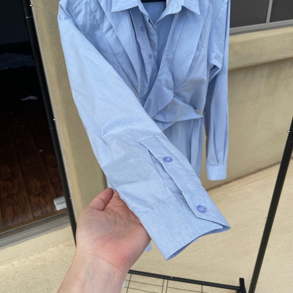 NWT SOVERE Dixie Wrap Blue Shirt Dress - Picture 12 of 13